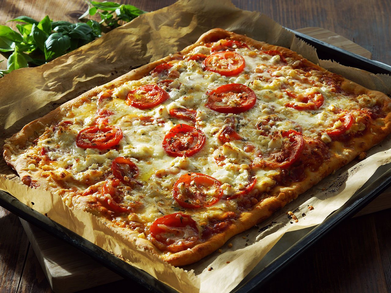 Hausgemachte Pizza Margherita Vom Blech