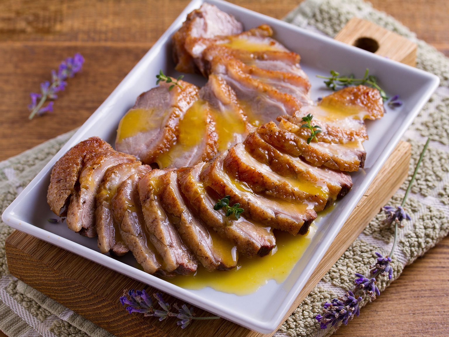 Sliced Duck Breast With Orange Sauce And Thyme