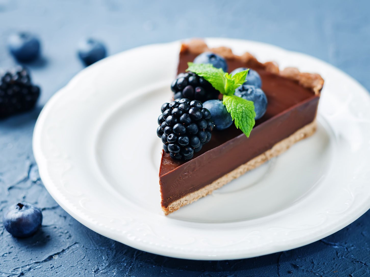 Chocolate Tart With Blackberries And Blueberries