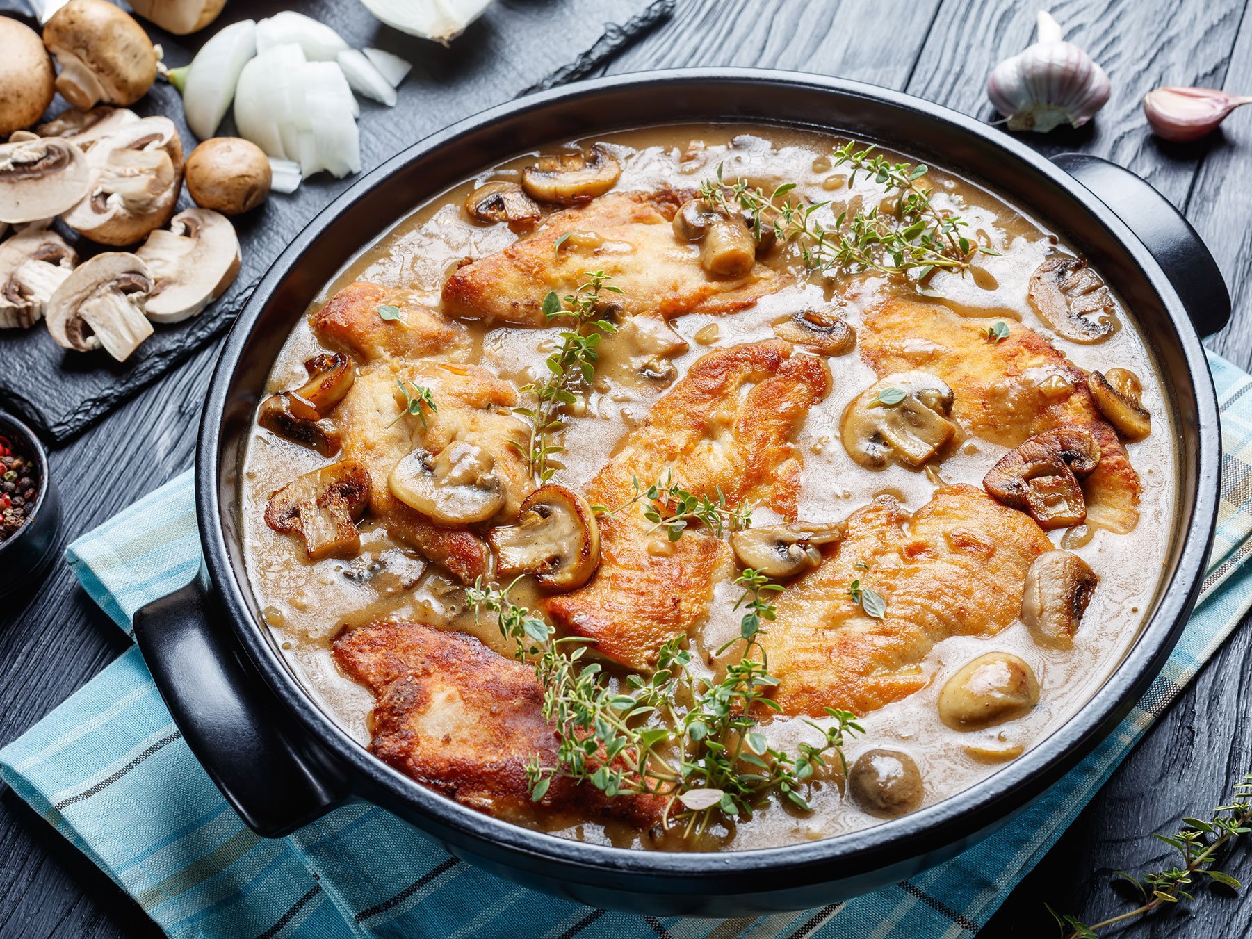 Pan Fried Chicken Cutlets In A Creamy Sauce