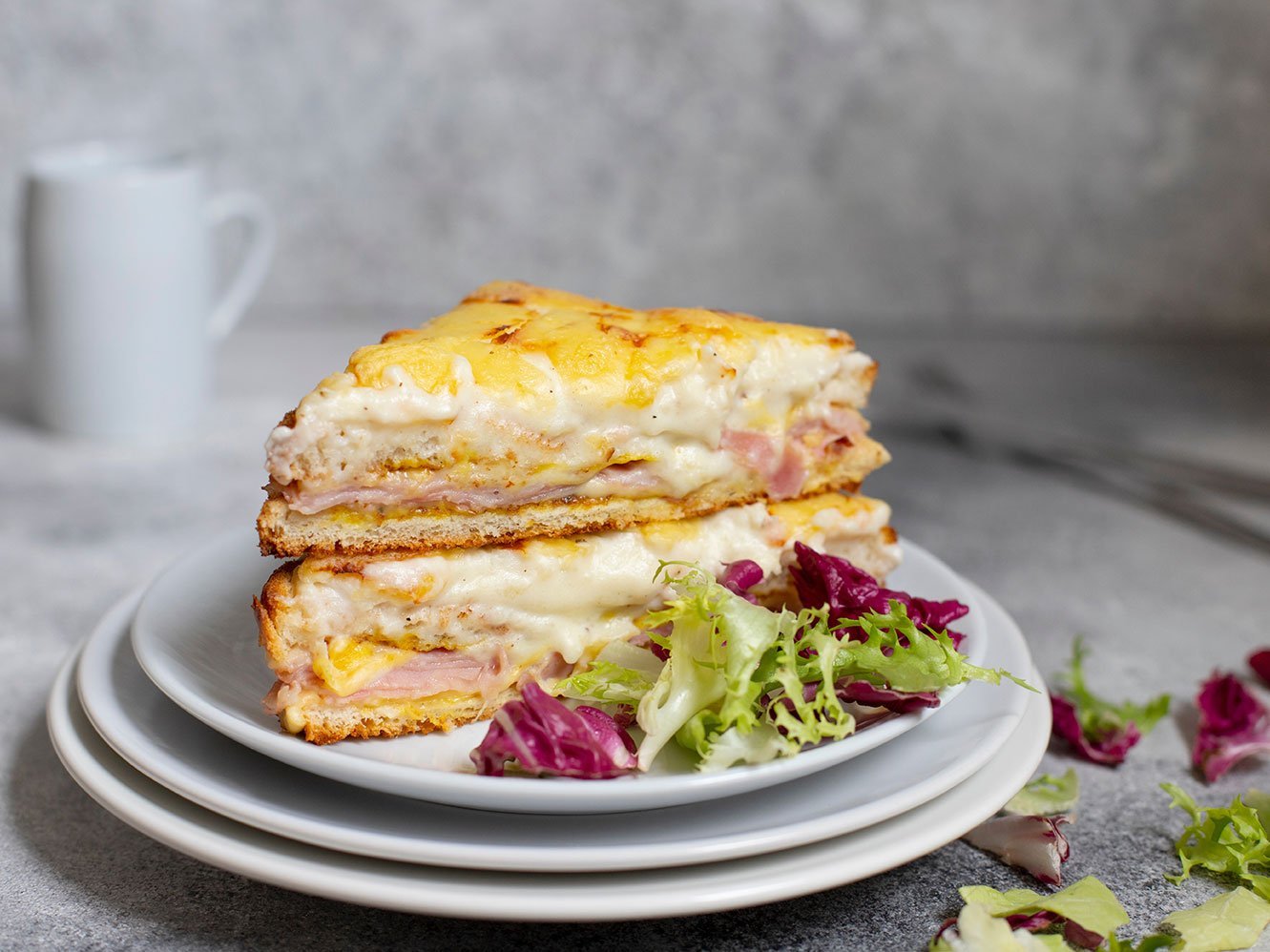 Sandwich With Ham, Cheese And Bechamel Sauce. A Traditional Fren