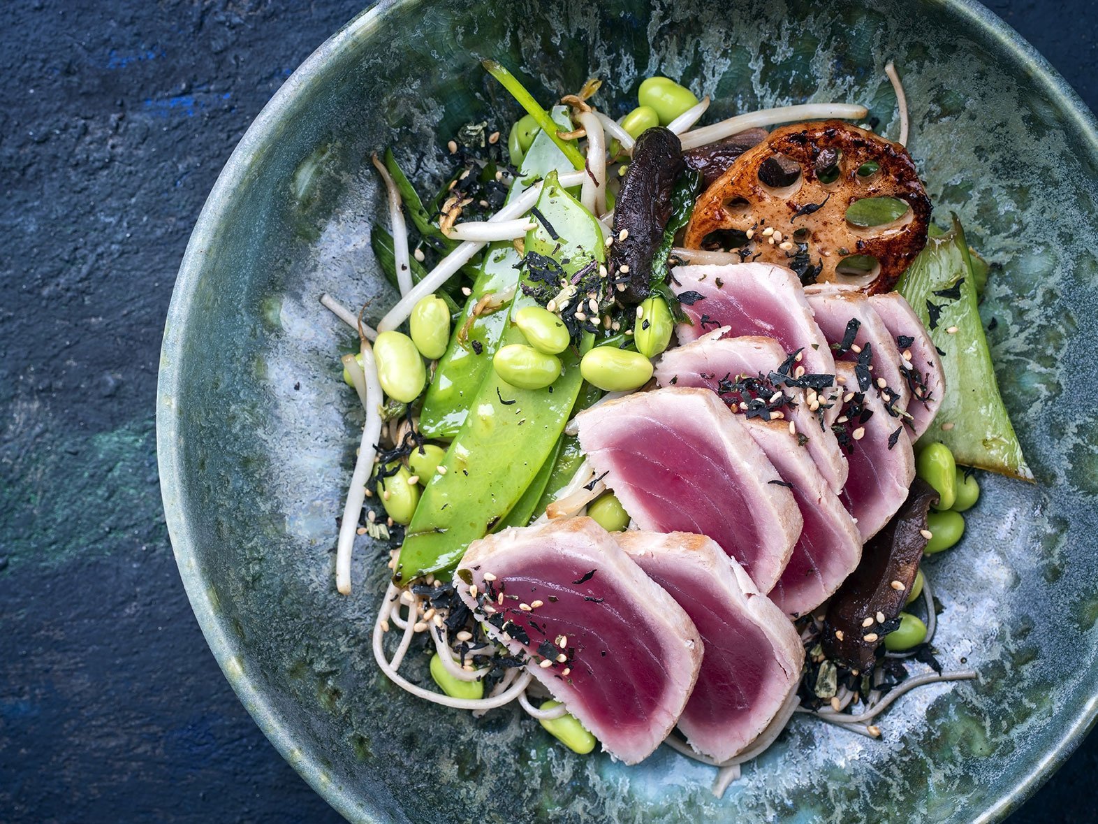 Modern Style Traditional Japanese Gourmet Seared Tuna Fish Steak
