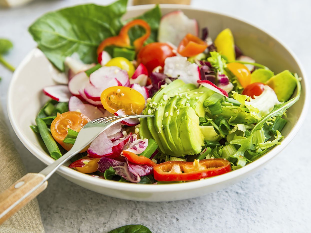Fresh Vegetable Salad Bowl Closeup, Healthy Organic Vegetables S