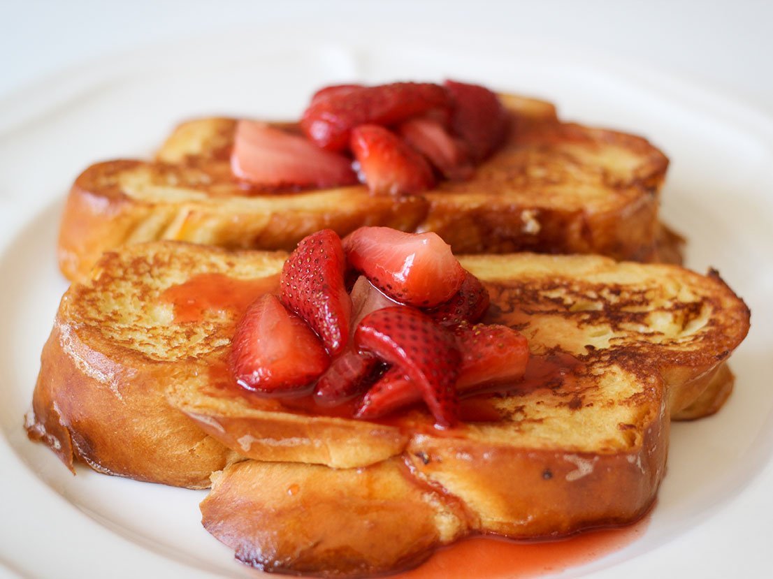 Challah Bread French Toast With Strawberry Compote
