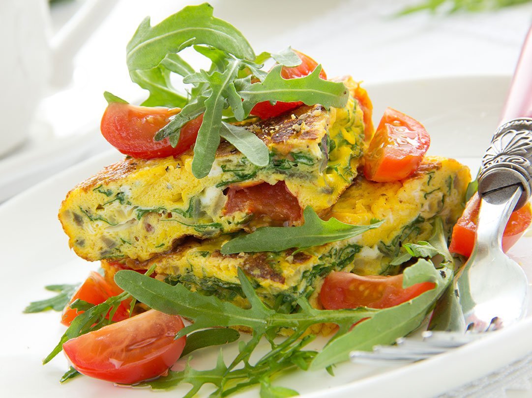 Omelet (frittata) With Tomatoes And Herbs.