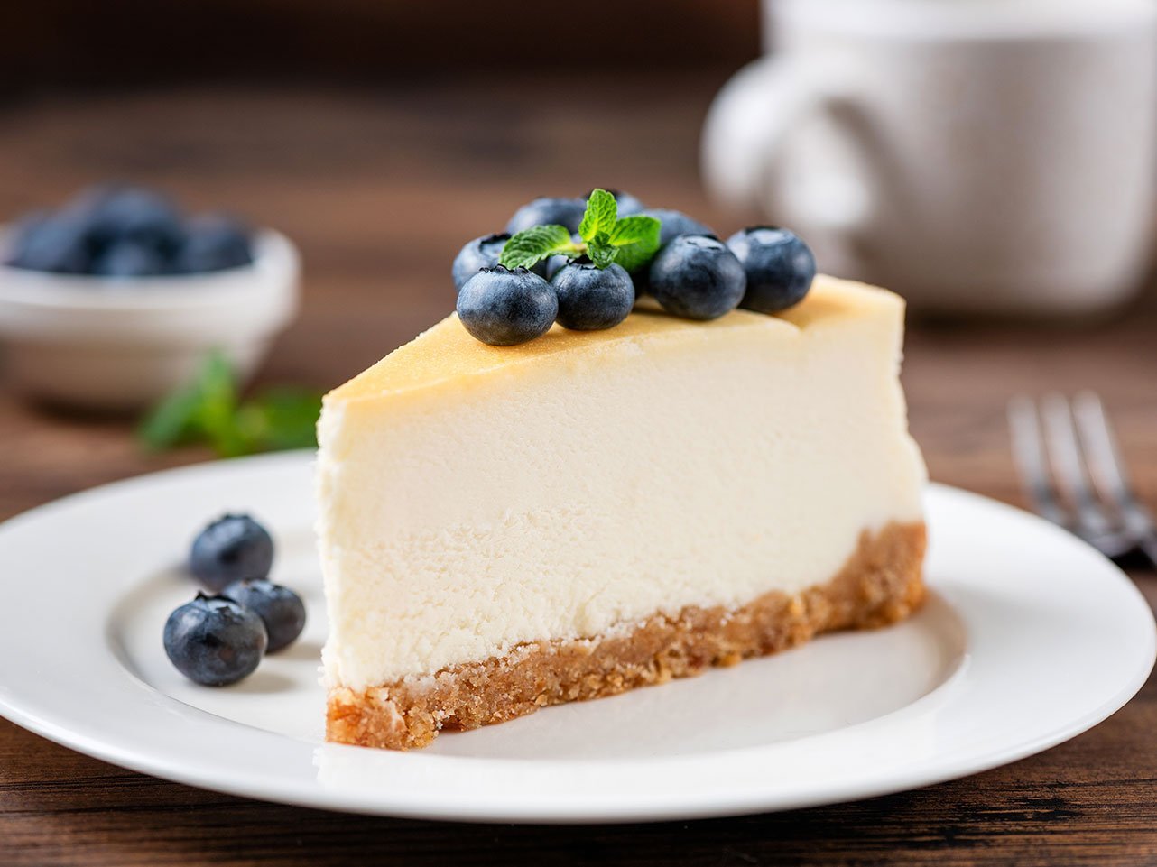 Cheesecake Slice With Blueberries