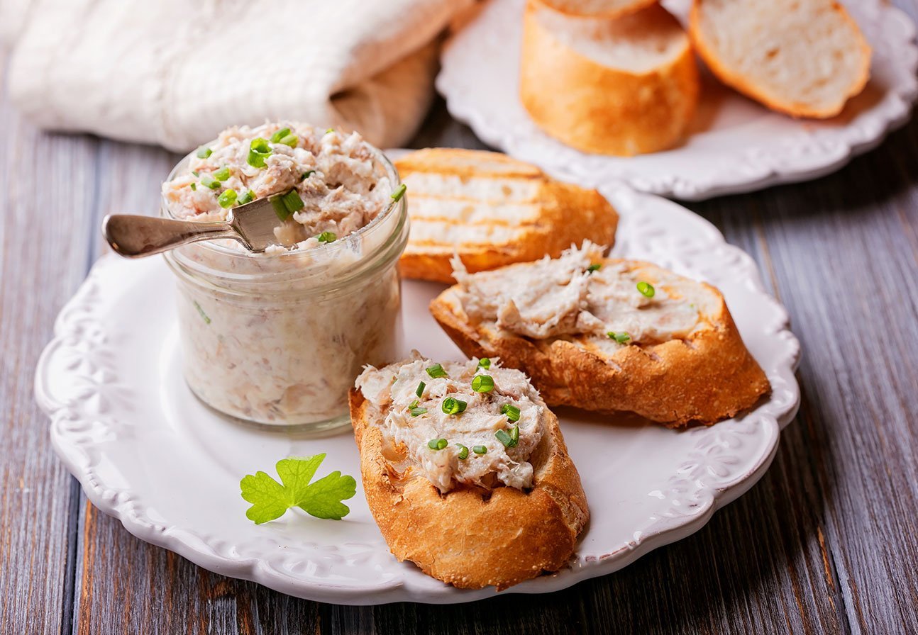 Slices Of Fried Bread With Fish Pate
