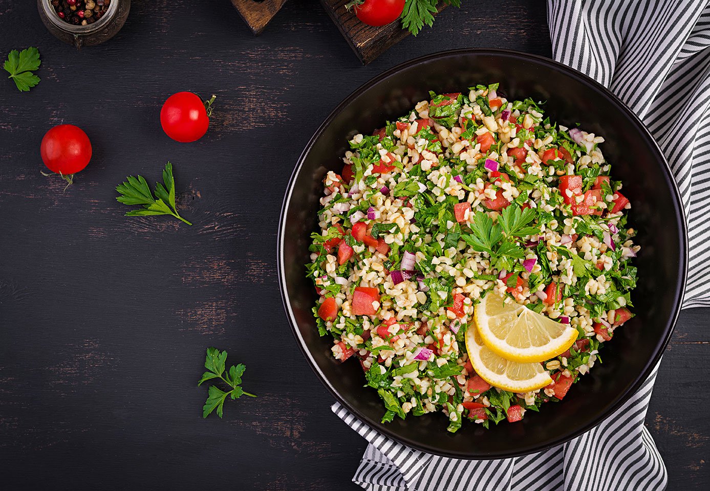 Tabbouleh Salad. Traditional Middle Eastern Or Arab Dish. Levant