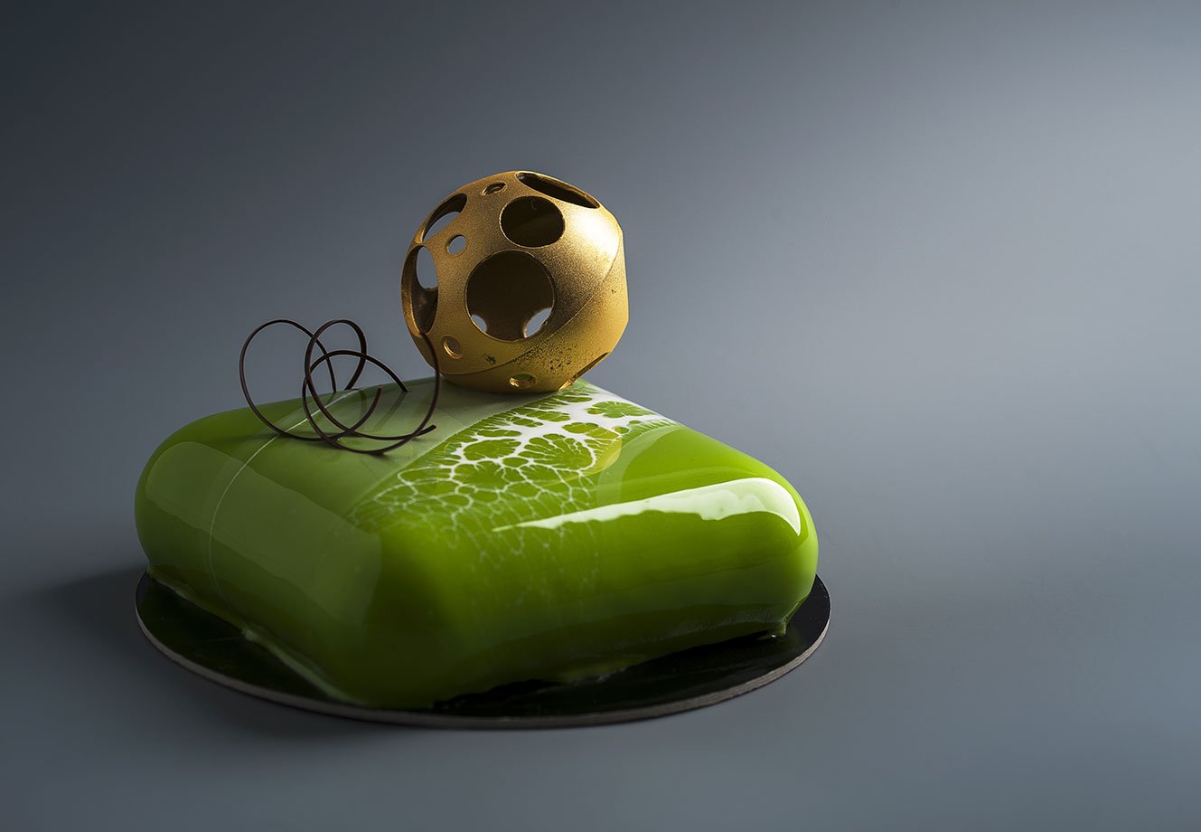 Green,entremet, ,mirror,glazed,dessert