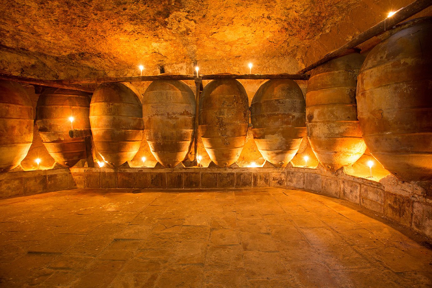 Antique Winery In Spain With Clay Amphora Pots