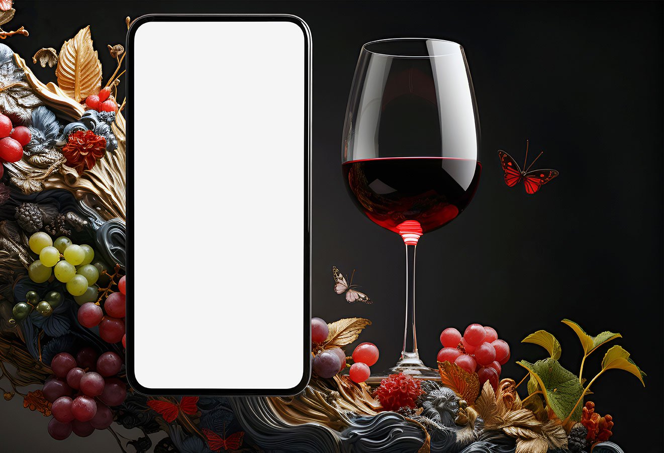 Mockup Background For Wine Sellers And Producers. Mobile Phone W