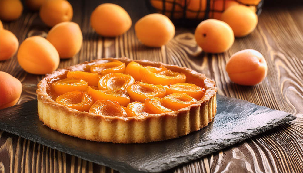 Closeup Of Delicious Apricot Tart On The Table Freshly Cooked