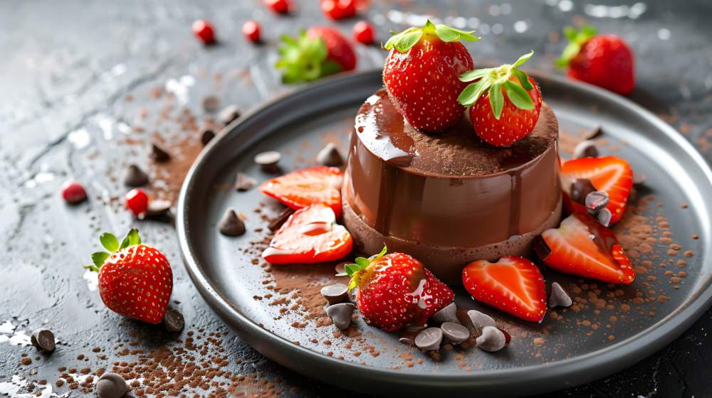 Chocolate Pannacotta With Strawberries