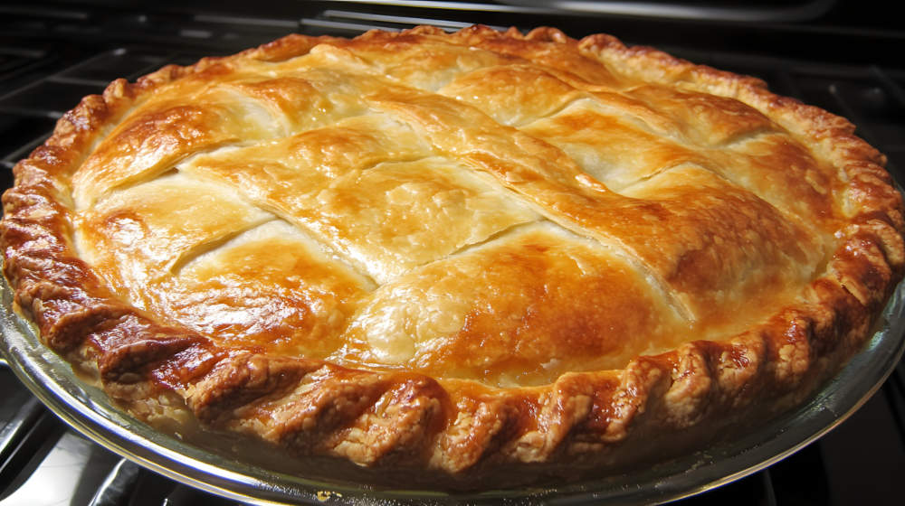 A Traditional Beef And Onion Pie With A Flaky, Golden Crust.