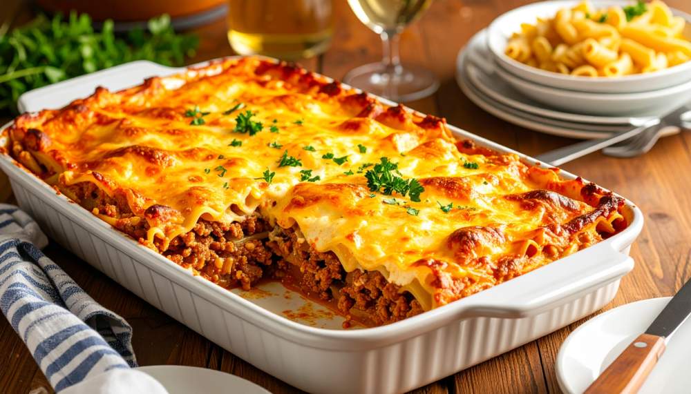 Pastitsio Baked Pasta With Creamy Bechamel. Traditional Greek Food
