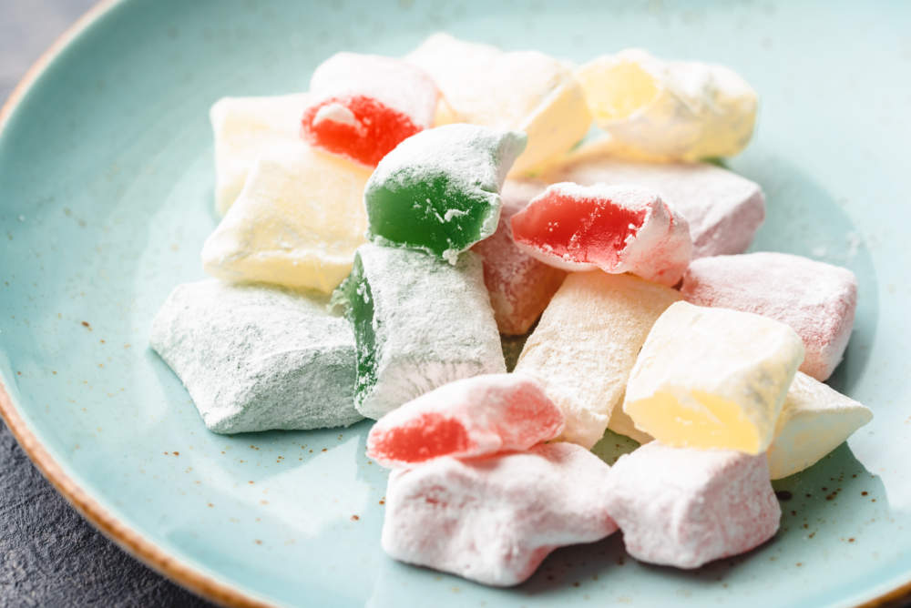 Loukoumi Sweet Greek Jelly Cubes With Rose, Lemon And Bergamot Flavors