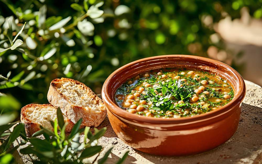 A Rustic Outdoor Setting Showcasing A Plate Of Revithada