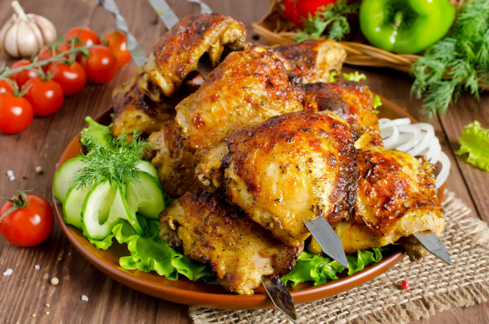 Grilled Of Chicken Thighs On Skewers Grilled Of Chicken Thighs On Skewers